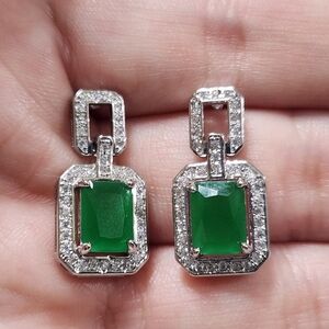 New Emerald And Diamond Dangle Earrings